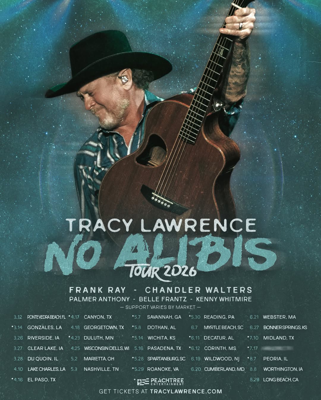 Tracy Lawrence No Alibis Tour Poster 2026